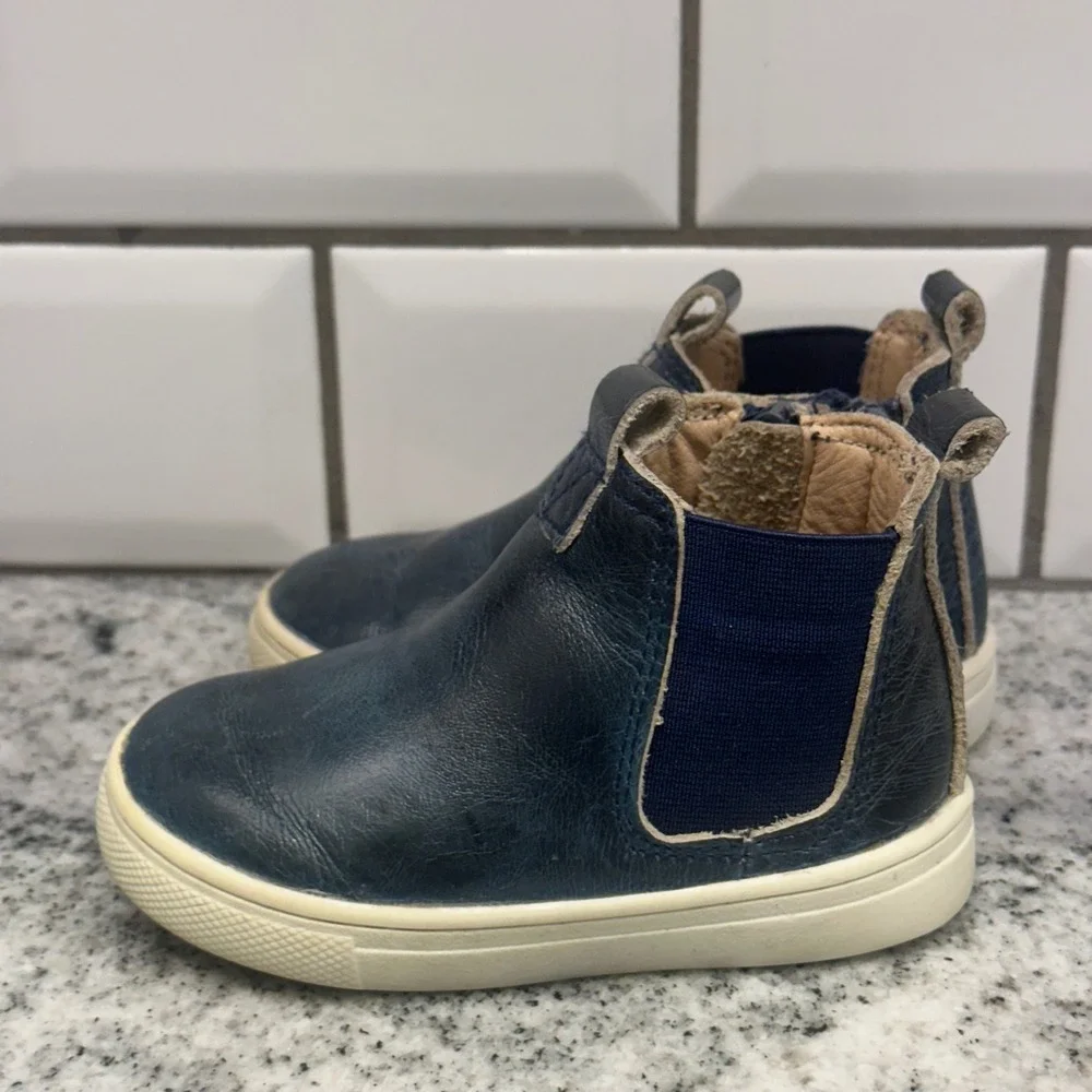Little Penguin Kids 12-18 Months Chelsea Boots Navy Blue Leather Zip Up Classic